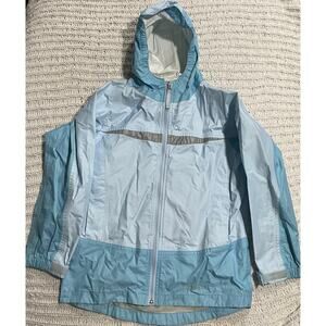 LL Bean Rain Coat Wind Breaker Lightweight Hooded Girls Medium 10-12 Blue 0 BVS1